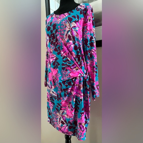 NWOT LILLY PULITZER SIZE LARGE BRYSON DRESS *ORCHID YOU NOT* BLUE RHAPSODY - Picture 6 of 10